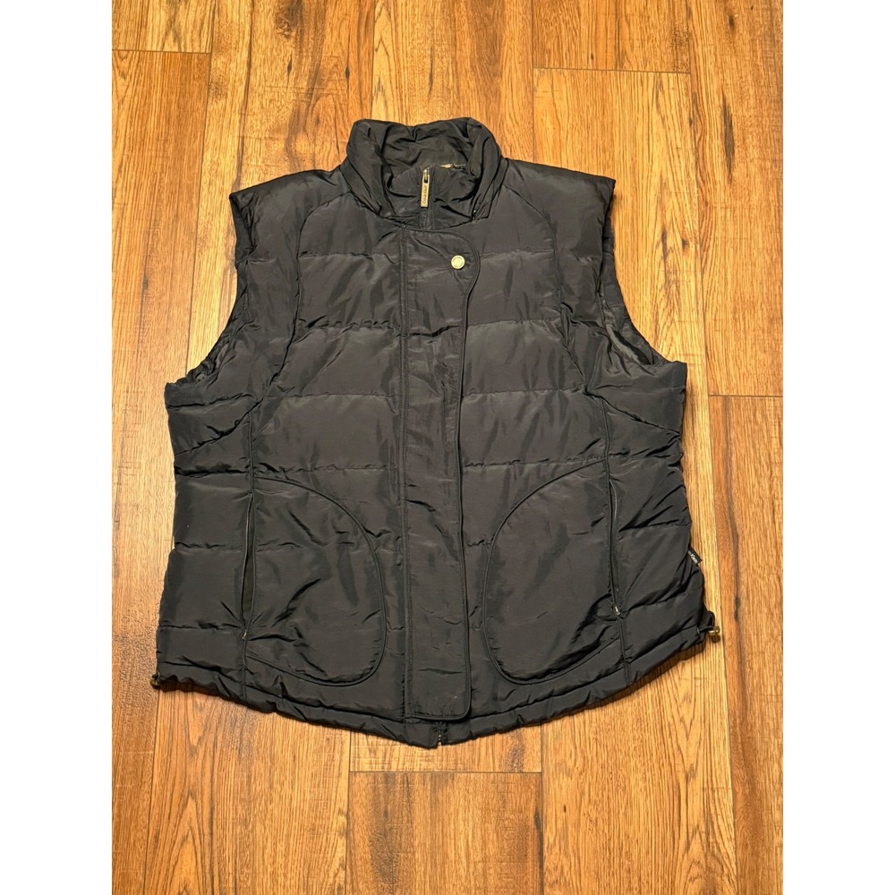 Calvin Klein Womens Black Puffer Vest Down Fill Quilted Zip Front XL RN112384